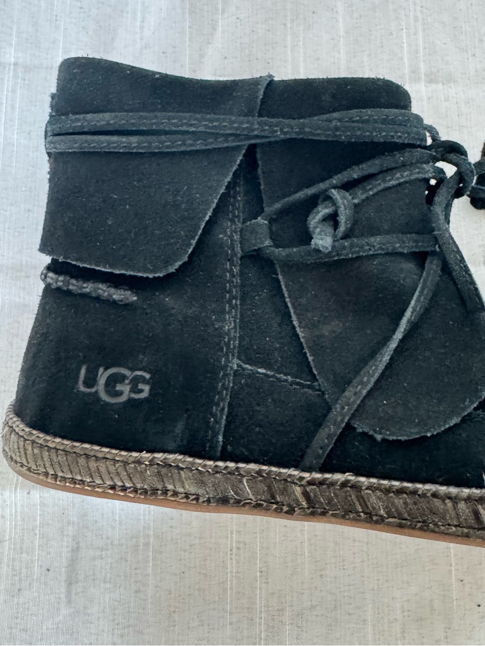 UGG Reid Moc Black Suede Zip Ankle Boots Women's Size 8 - Picture 6 of 10